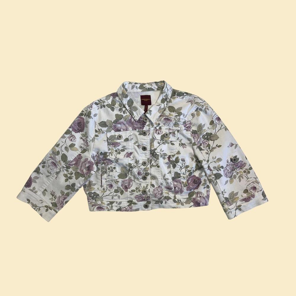 Vintage Y2K floral jean jacket, size XL (fits small) Highway Jeans jacket